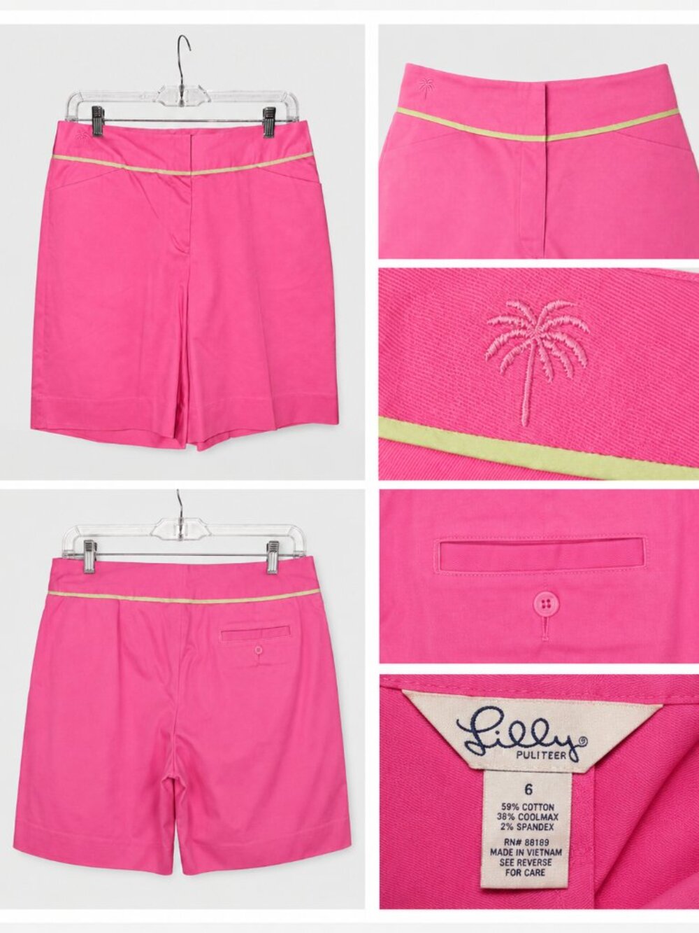 Lilly Pulitzer Pink with Green Trim Bermuda Shorts Size 6